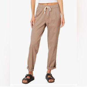 Pact Classic Woven Twill Drawstring Roll Up Tan Pants